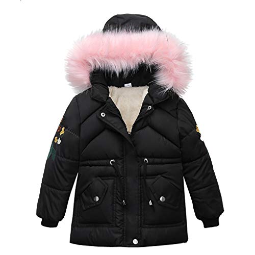 Girls and Toddlers' Heavyweight Hooded Puffer Coat Water-𝐑esistant Windproof Fleece Outwear Button down &zip up Boys 4t2