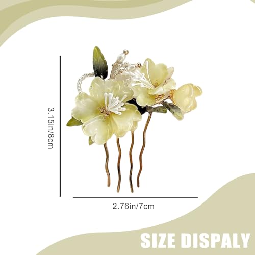 Chinese Hair Accessories for Women, Traditional Hanfu Hairpin with Floral Design, Elegant Alloy Hairpiece for Wedding, Photoshoot, Festival, or Daily Wear (Xinye)