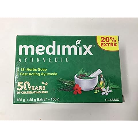 Medimix Herbal Handmade Ayurvedic Classic 18 Herb Soap for Healthy and Clear Skin Pack of 10 (10 x 125 g) Cover