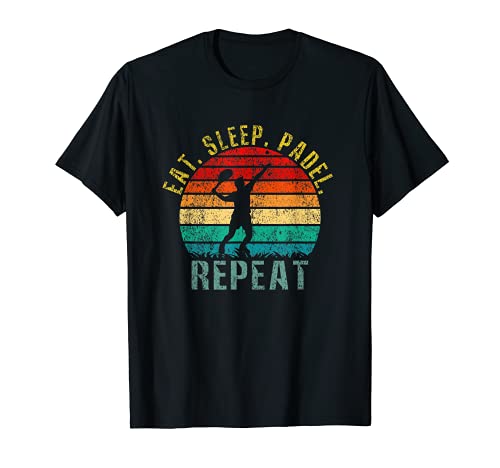 Eat Sleep Padel Repeat Funny Retro Camiseta
