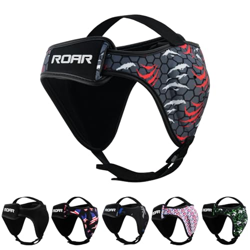 ROAR-INT Wrestling Headgear Men BJJ Ear Guard Protection MMA Grappling Cauliflower Helmet (Red One-Size)