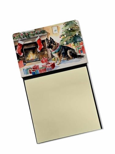 Caroline's Treasures Norwegian Buhund Cozy Christmas Sticky Note Holder Refillable Dispenser Self-Sticky Note Pads, Memo Pads Blank Desk Accessories