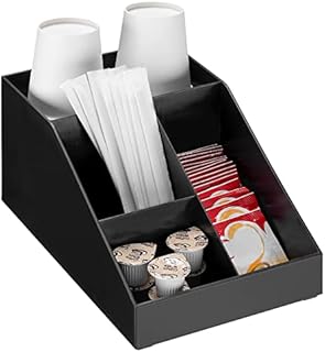 Navaris Organizer do ekspresu do kawy przechowywanie akcesoriów w kawiarni, m.in. do cukru, mleka, serwetek, kapsułek 4 przegródki, czarny