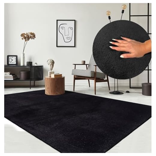the carpet Relax kuscheliger Kurzflor Teppich, Anti-Rutsch Unterseite, Waschbar bis 30 Grad, Super Soft, Felloptik, Schwarz, 120 x 160 cm