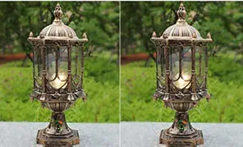 Antique Casted Brass Waterproof Outdoor Metal Gate Lamp Pack of 2 Without Bulb for Home, Pillar, Pole, Garden, Entrance Gate, Wall Boundary