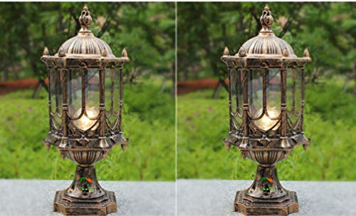 Image of Weldecor Antique Outdoor Main Gate Light for Home,Metal Decorative Architectural Design Waterproof Rustproof for Garden Exterior Compound Wall Piller Pole Set of 2