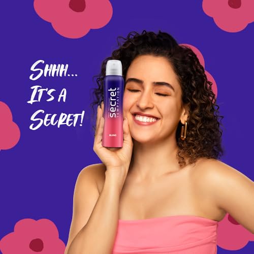 Image of Secret Temptation Bling Deodorant for Women 150ml | Spicy-Sweet Gourmand Fragrance | Black Currant & Vanilla | Long-Lasting Freshness | Ideal Women's Party Deo
