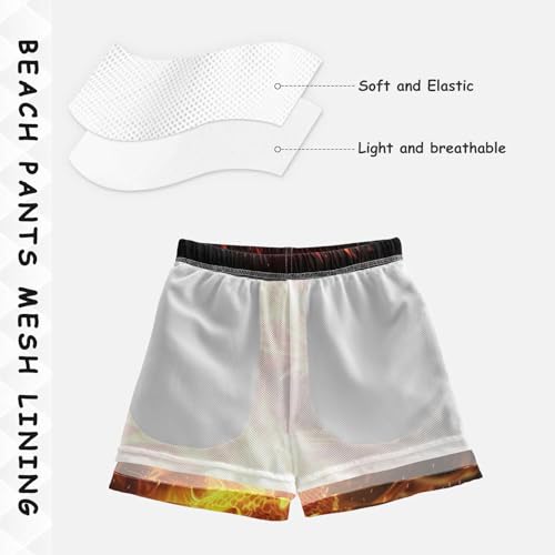 Pigsaly Boys Swim Trunks Orange Dragon Orange Fire Boys Board Shorts Swimsuit Swimwear Summer Bathing Suit 2T4