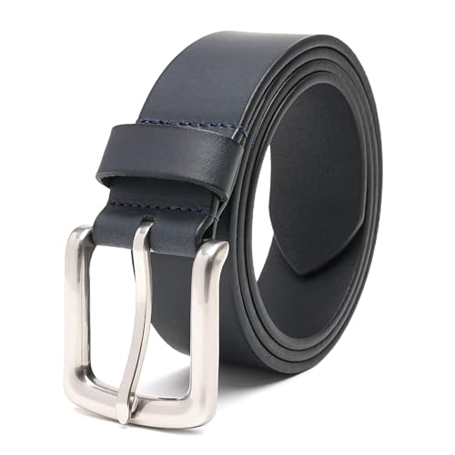 Men's Casual Genuine Leather Belt, 100% Cow Leather 1 1/2