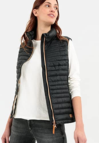 camel active Damen kurze leichte Steppweste mit elastischen Bündchen Schwarz, womenswear-38
