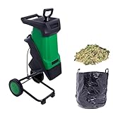 2400-W-Laubhäcksler, Gartenhäcksler Und -schredder Für 0–40 Mm Durchmesser, Häcksler, Doppelmesser, Häcksler Und Mulcher Mit 50-Liter-Auffangsack, Für Laub, Zweige Und Gartenabfälle,Green