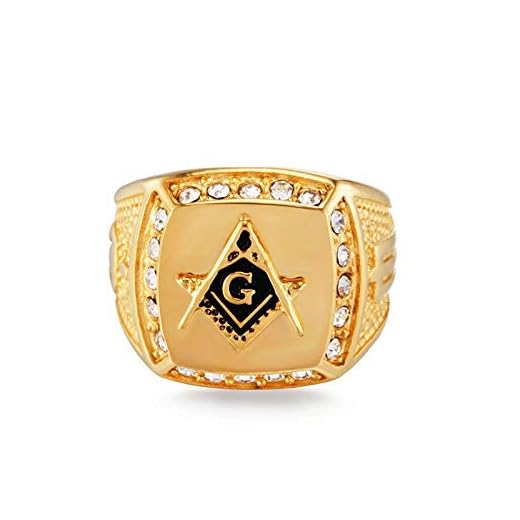 Cfbcc Frimurare ringar i rostfritt stål man bling Cz kristallring punk frimurare symbol g templar män ringar smycken, C-F
