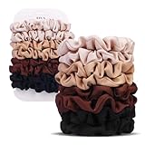 Ultra-Petite Satin Scrunchies for Women – 8PCS Neutral No Damage Hair Ties (Black, Blonde, Dark Brown, Light Brown) – No Crease, Frizz-Free, Gentle Elastic Bands for Day & Night, Perfect Gifts