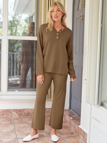 Image of LILLUSORY Women's 2 Piece Lounge Sets Oversized Slouchy Matching Cozy Knit Sets