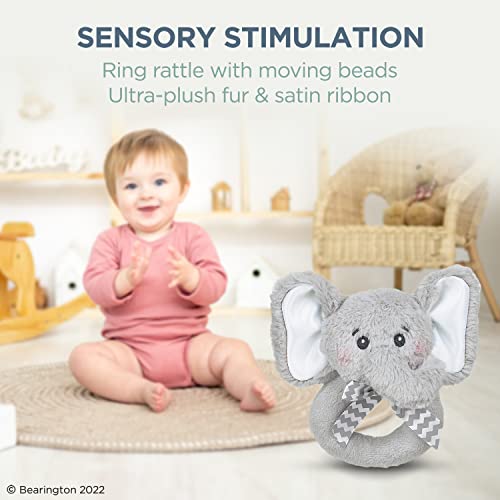 Bearington Baby Lil' Spout Plush Stuffed Animal Gray Elephant Soft Ring Rattle 5.5" #TOP4