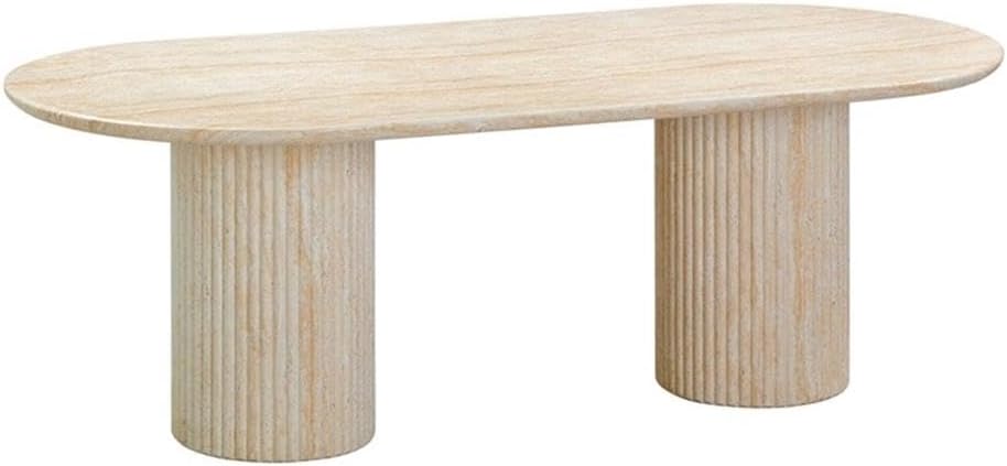 Pemberly Row Contemporary Travertine Pattern Indoor/Outdoor Dining Table