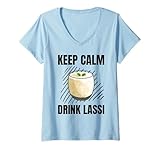 Photo Gallery donna keep calm drink lassi vintage grunge lassi amante maglietta con collo a v Photo Gallery donna keep calm drink lassi vintage grunge lassi amante maglietta con collo a v