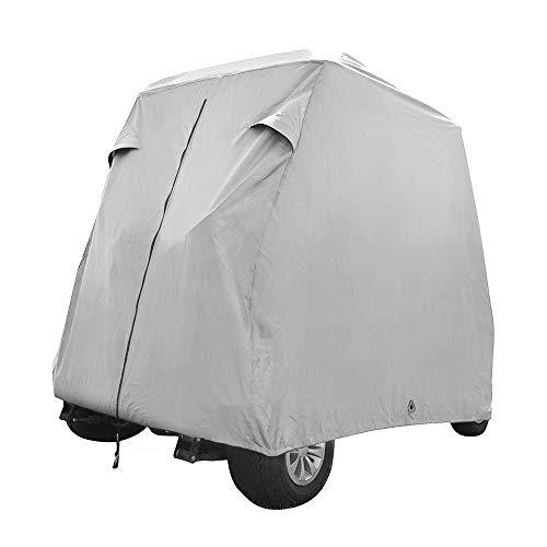 Seamander Waterproof Golf Cart Cover 2-4 Passenger Dustproof Storage for EZ Go Club Yamaha (Grey, M:Fit for 2 Passenger)