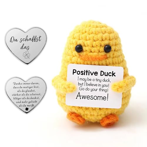 Glamifyr Pocket Hug Positive Enten Plüsch, Mut Mach Geschenk, Glücksbringer für Kinder, Ente Geschenk für Freundin, Familie, Freund, Patient