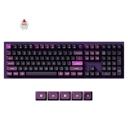 Image of Keychron Q6 Pro Full-Size Wireless Bluetooth Mechanical Keyboard, Full Aluminum, Hot-Swappable Keychron Super Red Switch, Launcher Programmable, NKRO Knob, KSA PBT Keycaps, Mac /Win /Linux - Purple