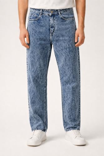 Image of Men's Acid Wash Straight Fit Grey Denim Jeans