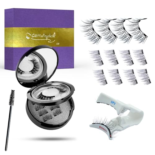Magnetische Wimpern Schwarz Set – 3 Paare Voll- & Halbwimpern...
