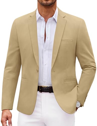 COOFANDY Men's Sports Coat Casual Blazer Slim Fit One Button Cotton Suit Jacket Formal Dress Wear