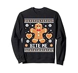 Ugly Christmas Sweater Bite Me Gingerbread Man Sweatshirt
