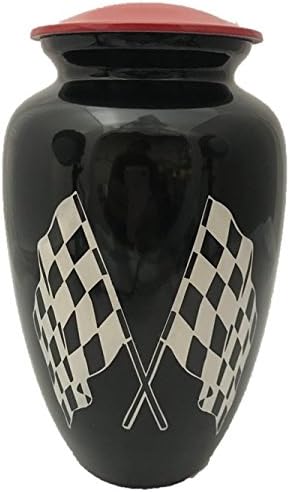 Car Racing Flag Large Funeral Cremation Urn with Personalization