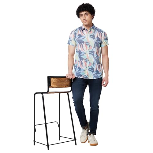 Image of Spykar Cotton Printed Half Sleeve Regular Fit Shirt for Men
