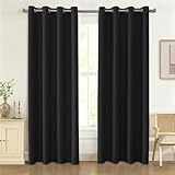 Ystyle Rideau Occultant Thermique Et Phonique   Lot De 2, Effet Lin, Isolant Anti Froid Et Chaleur, Pour Salon, 140x240 cm, Noir