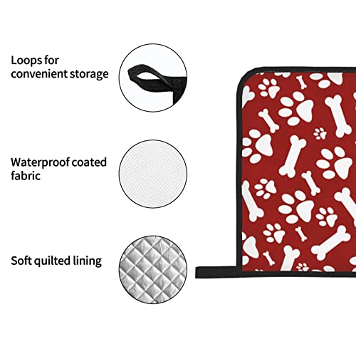 Nhbfcds Dog Paw Print Oven Mitts And Pot Holders Sets, 4 Piece Set, Heat Resistant Polyester Gloves And Pads For Kitchen Cooking Baking Gr One Size #TOP4