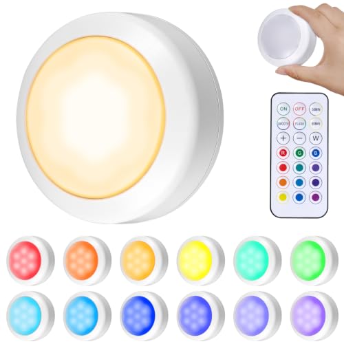 RGQSUN 1 Pack Magnetic Locker Light with Timer 13-Color LED Puck Light