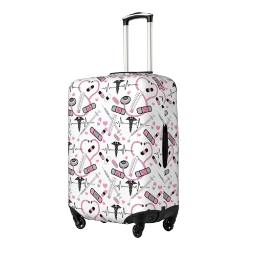 Cute Stethoscope Nurse Luggage Cover, Protective Washable Suitcase Cover - Travel High Elastic Fibers Suitcase Protector Fits X-Large2