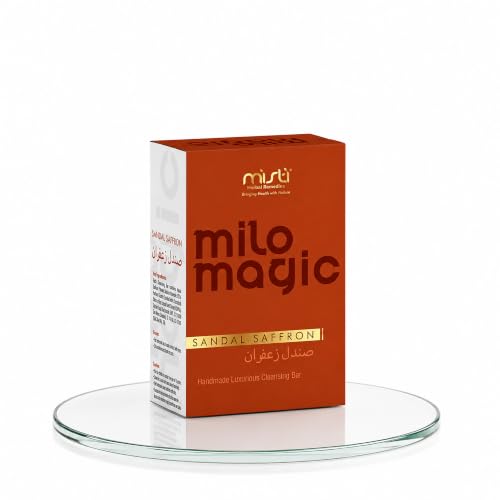 Image of Misti Sandal Saffron Cleansing Bar /Soap - 100gm | Reduces Pigmentation & Dark spots | Hydrates And Nourishes | 100% Natural | Tan Removing Formula | Brightens Skin | For All Skin Types