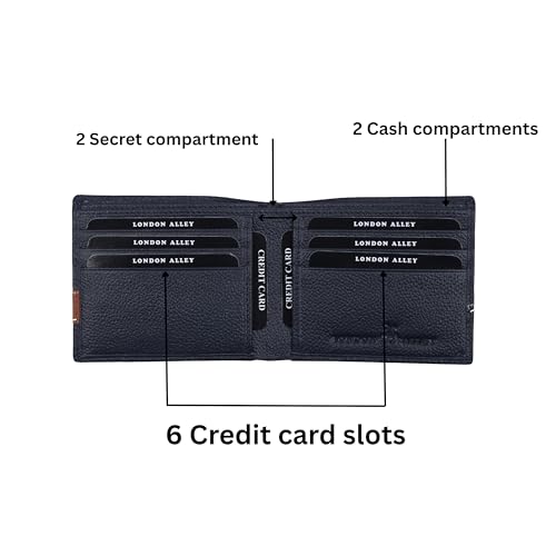 Image of LONDON ALLEY Denver Blue Leather Wallet for Men | RFID Protected | Classic Leather Wallet