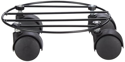 Image of Amazon Brand - Solimo Strong Metal Plant Stand with Wheels (Black, Set of 1, Round) | Home Garden Wheels Plant Stand | Plants Gamla Stand For Living room / Balcony
