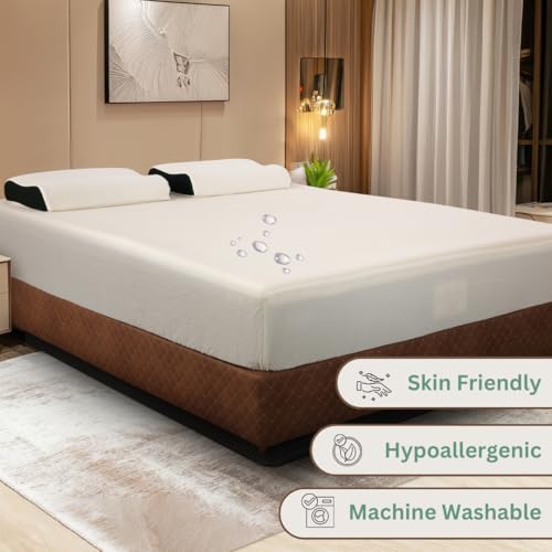 Image of Dreamzee GOTS Certified 100% Organic & Waterproof Mattress Protector | Soft, Breathable & Spill Proof Fitted Mattress Cover | King Size (78x72 Inches)