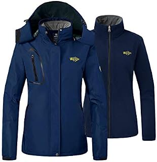 Wantdo Women's 3 in 1 Ski Jacket Waterproof Winter Snowboarding Coat Navy Large