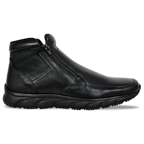 Image of Allen Cooper Genuine Premium Leather Luxury Memory Foam High-Top Boots Shoes For Men(ACBS-CR250701,Black,Size-5,6,7,8,9,10,11,12,13,14)