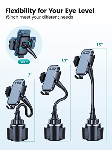 𝗨𝗽𝗴𝗿𝗮𝗱𝗲𝗱 15'' Cup Holder Phone Mount [𝗦𝘁𝗮𝗯𝗹𝗲 & 𝗦𝗲𝗰𝘂𝗿𝗲] Cup Phone Holder For Car, Adjustable Long Neck Phone Cup Holder For Car, Suv, Truck, Fit For Iphone 14 13 Pro Max, All Phones #TOP2