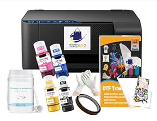 PRINTERWORLD612 Super-Tank DTF T-Shirt Printer with DTF Ink and Powder Pack for Heat Transfers, Easy Filling, Built-in Scanner and Copier - New, Medium DTF Conversion Printer