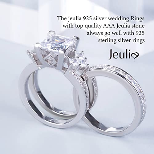 Jeulia 4.1 Carat Bridal Ring Sets for Women Princess Cut Engagement Rings Sterling Silver Wedding Band Interchangeable Rings Promise Anniversary with Jewelry Box4
