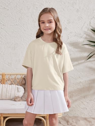 Image of ZDC Girls Athletic Oversized Crop Tops Kids Drop Shoulder Short Sleeve T Shirts Workout Tees