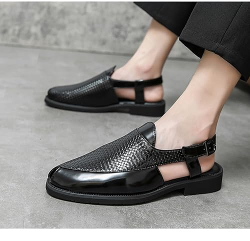 Men's Splice Leather Closed Toe Sandals with Adjust Buckle Strap Anti-Slip Breathable Sandals for Business4