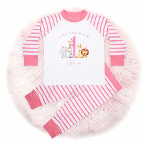 Hoolaroo Girls Personalised Birthday Pyjamas - When I Wake Up, I Will Be One Two Three Four! PJs in Pink Jungle, Size 12-18 Months - Image 5