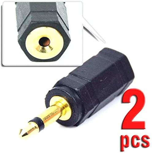 CESS 3.5mm Male to 2.5mm Female Mono Audio Headphone Jack Adapter - 3.5mm Mono Male to 2.5mm Female (2 Pack)