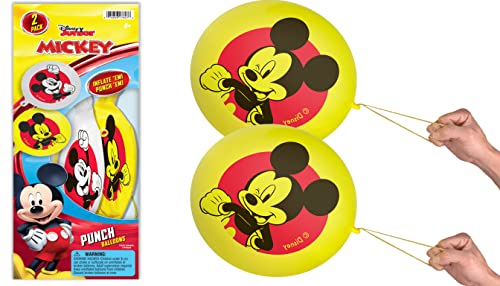 JA-RU (2 Pack) Disney Mickey Punch Balloon Fidget Ball Inflate & Punch Fidget Toy Inflatable Big Bounce Ball Stress Relief Punching Bag Toy for Kids. Mickey-7807-1 (Mickey 1)