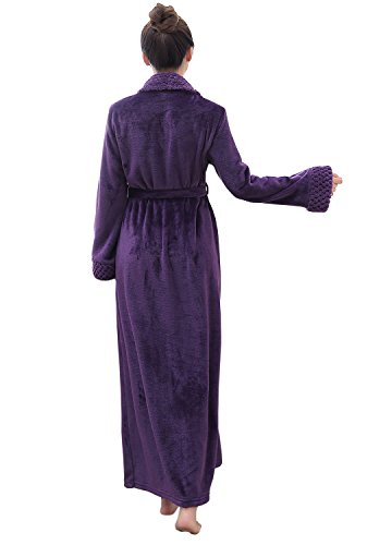 Hellomamma Long Bath Robe For Womens Plush Soft Fleece Bathrobes Nightgown Ladies Pajamas Sleepwear Housecoat Purple #TOP4