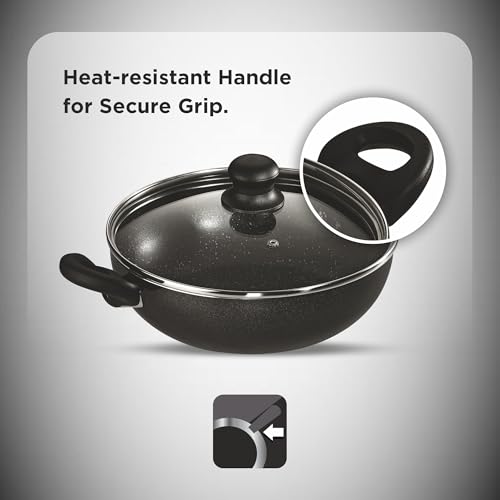 Image of Butterfly Granza Non Stick Kadai with Glass Lid | 240 mm |Non-Stick Premium Virgin Aluminium | Induction Base| PFOA Free | Scratch Resistant